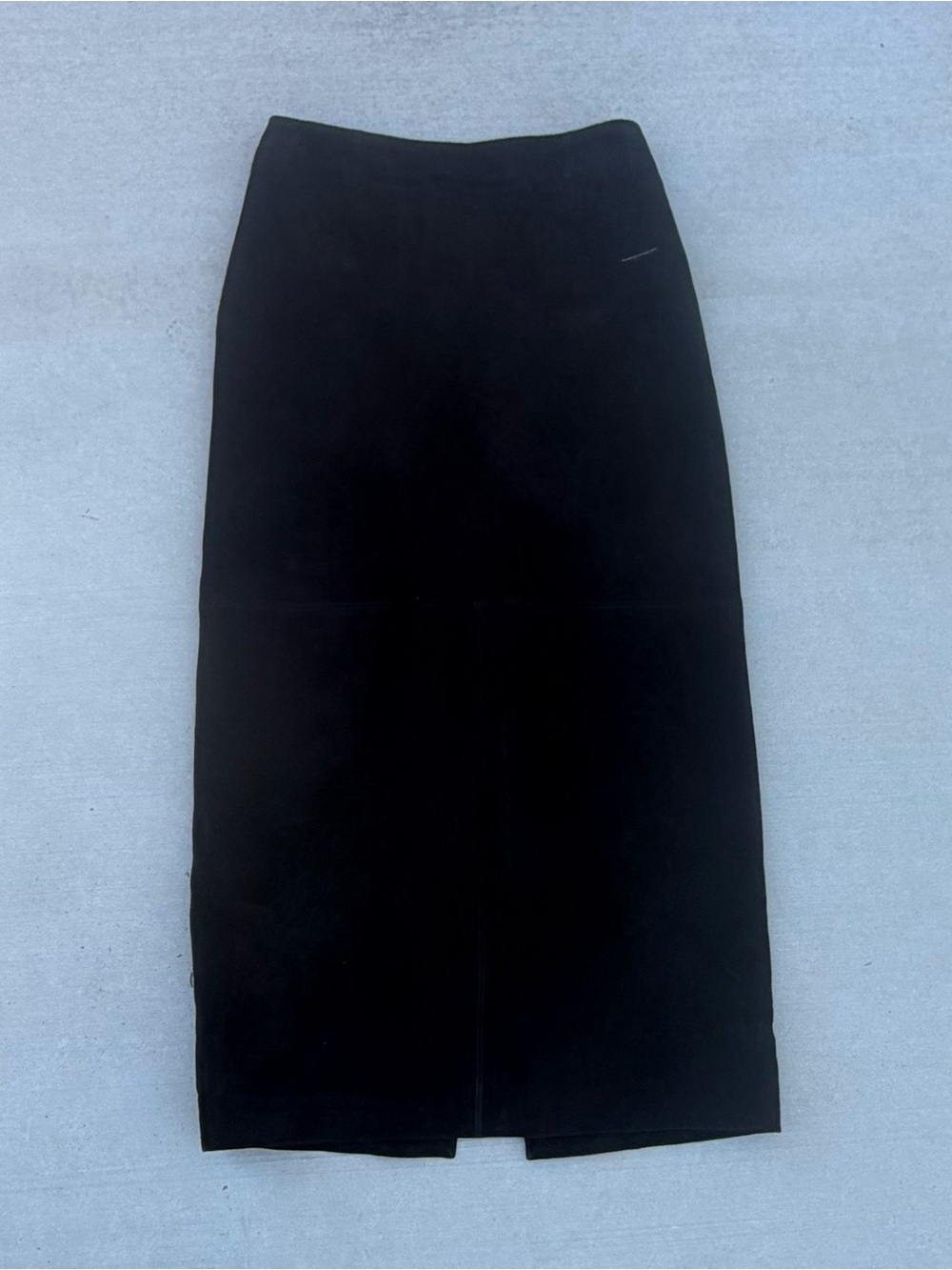 Vintage Valerie 100% Suede Leather Maxi Skirt Size 10 Black Western‎ Back Slit